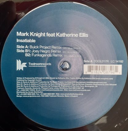 Mark Knight Feat Katherine Ellis : Insatiable (Buick Project / Joey Negro / Funkagenda Remixes) (12")