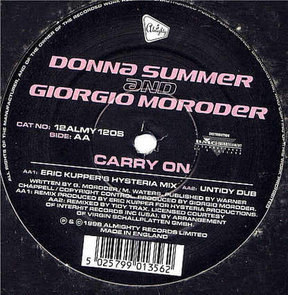 Donna Summer And Giorgio Moroder : Carry On (12")