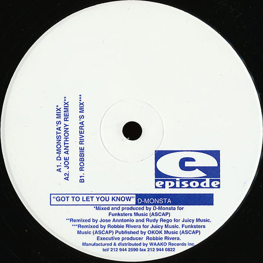 D-Monsta : Got To Let You Know (12")