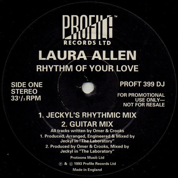 Laura Allen : Rhythm Of Your Love (12", Promo)