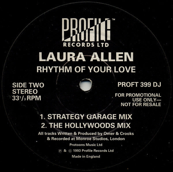 Laura Allen : Rhythm Of Your Love (12", Promo)