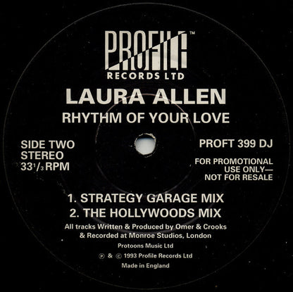Laura Allen : Rhythm Of Your Love (12", Promo)