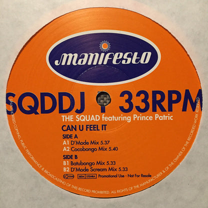 The Squad (2) Featuring Prince Patric : Can U Feel It (2x12", Promo)