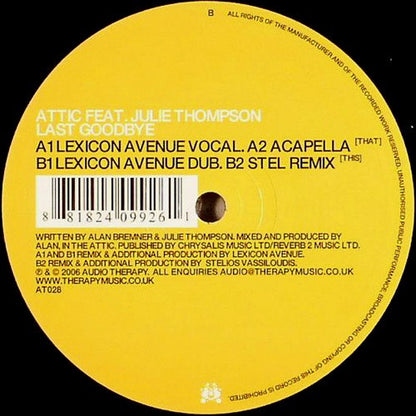 Attic (2) Feat. Julie Thompson : Last Goodbye (12")