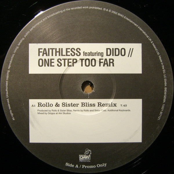 Faithless Featuring Dido : One Step Too Far (12", Promo)