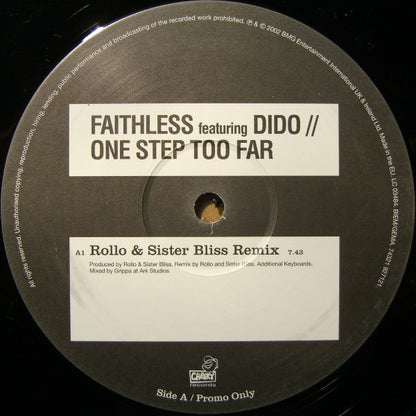 Faithless Featuring Dido : One Step Too Far (12", Promo)