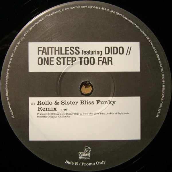 Faithless Featuring Dido : One Step Too Far (12", Promo)