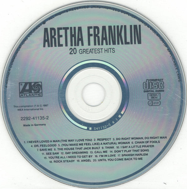 Aretha Franklin : 20 Greatest Hits (CD, Comp)