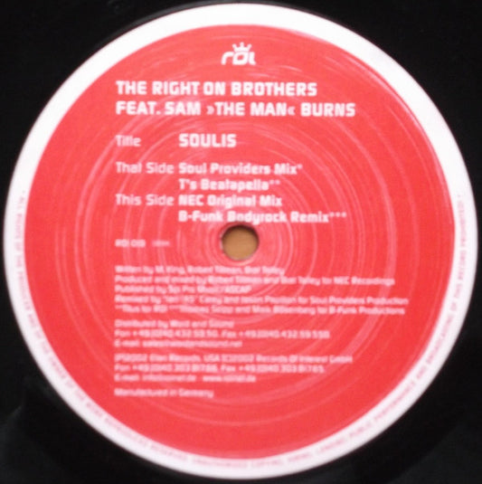 The Right On Brothers Feat. Sam "The Man" Burns : Soulis (12")