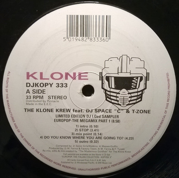 The Klone Krew : Limited Edition DJ I.Qed Sampler. Europop - The Megamix Part 1 & 2 (12", Ltd, Mixed, Smplr)