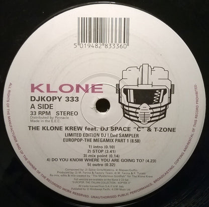 The Klone Krew : Limited Edition DJ I.Qed Sampler. Europop - The Megamix Part 1 & 2 (12", Ltd, Mixed, Smplr)
