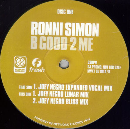 Ronni Simon : B Good 2 Me (2x12", Promo)