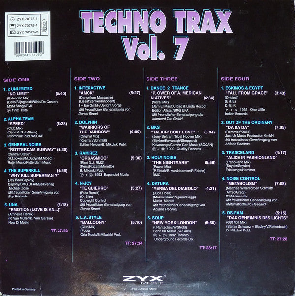 Various : Techno Trax Vol. 7 (2xLP, Comp)