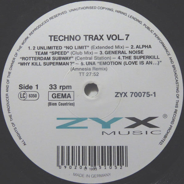 Various : Techno Trax Vol. 7 (2xLP, Comp)
