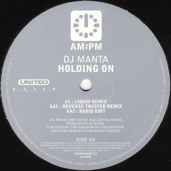 DJ Manta : Holding On (12", Promo)