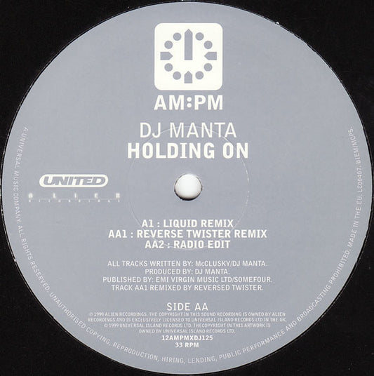 DJ Manta : Holding On (12", Promo)