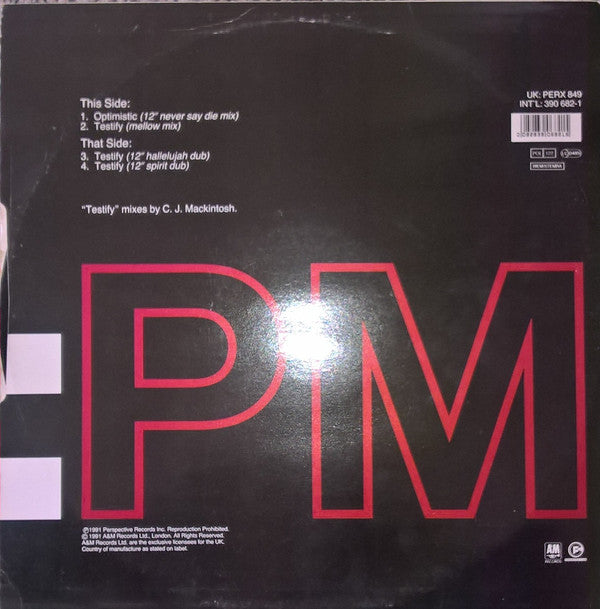 The Sounds Of Blackness* : Optimistic / Testify (Remixes) (12")