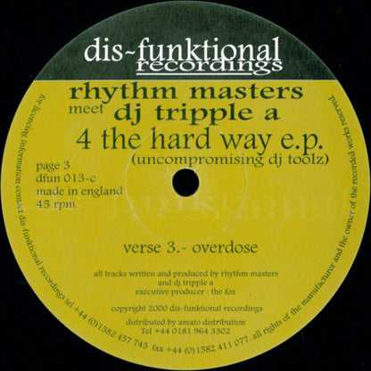 Rhythm Masters Meet DJ Tripple A : 4 The Hard Way E.P. (Uncompromising DJ Toolz) (2x12", EP)