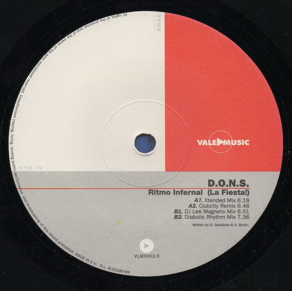 D.O.N.S. : Ritmo Infernal (La Fiesta) (12")