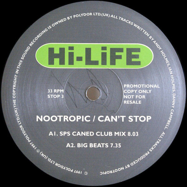 Nootropic : Can't Stop (12", Promo)