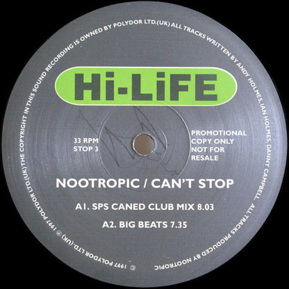 Nootropic : Can't Stop (12", Promo)