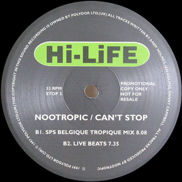 Nootropic : Can't Stop (12", Promo)