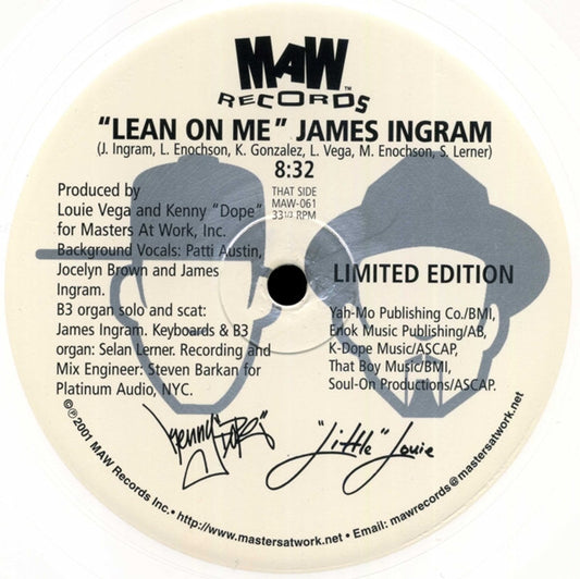 James Ingram / MAW* Feat. India : Lean On Me / To Be In Love (12", Ltd, Whi)