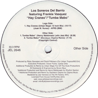 Los Soneros Del Barrio Featuring Frankie Vasquez* : Hay Craneo / Tumba Mabo (12")