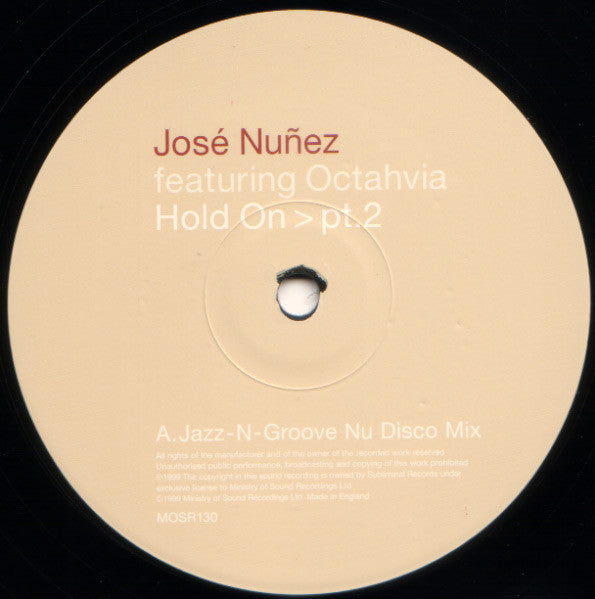 José Nuñez* Featuring Octahvia* : Hold On > Pt.2 (12")