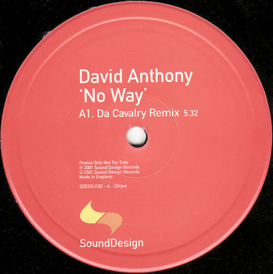 David Anthony : No Way (Da Cavalry Remix) (12", S/Sided, Promo)