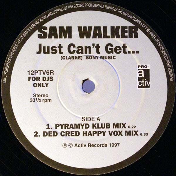 Sam Walker : Just Can't Get... (12")