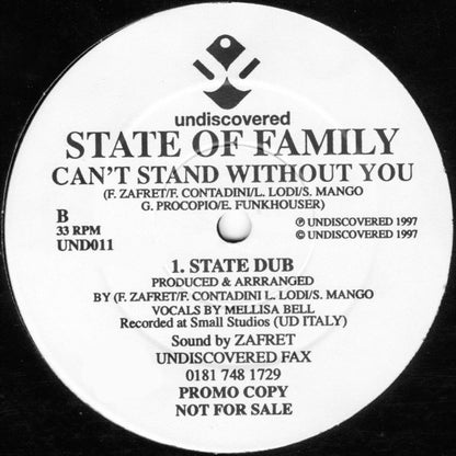 State Of Family : Can't Stand Without You (2x12", Promo)