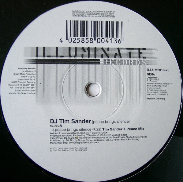 DJ Tim Sander : Peace Brings Silence (12")