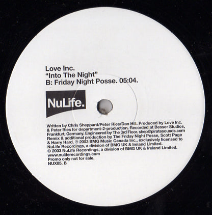 Love Inc : Into The Night (12", Promo)