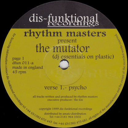 Rhythm Masters Present The Mutator : The Mutator E.P. (DJ Essentials On Plastic) (12", EP)