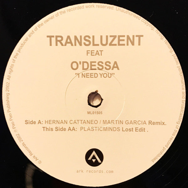 Transluzent : I Need You (12")