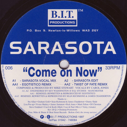 Sarasota : Come On Now (Remixes) (12")