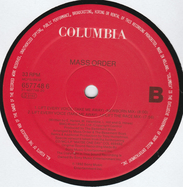 Mass Order : Lift Every Voice (Take Me Away) (12")