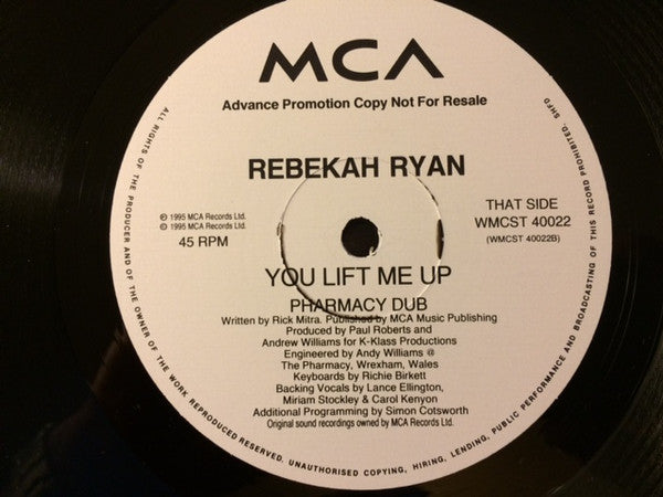 Rebekah Ryan : You Lift Me Up (K-Klass Remixes) (12", Promo)