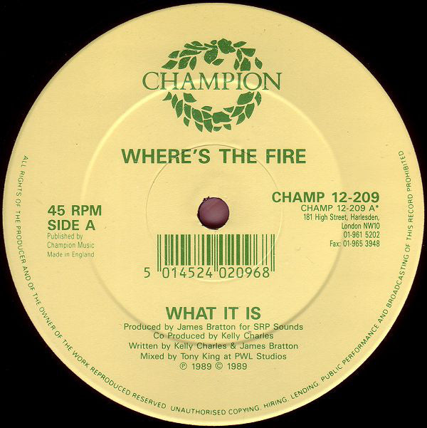 Where's The Fire : What It Is (12")
