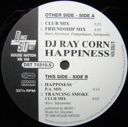 DJ Ray Corn & Friends : Happiness (12")