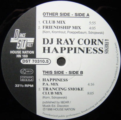 DJ Ray Corn & Friends : Happiness (12")