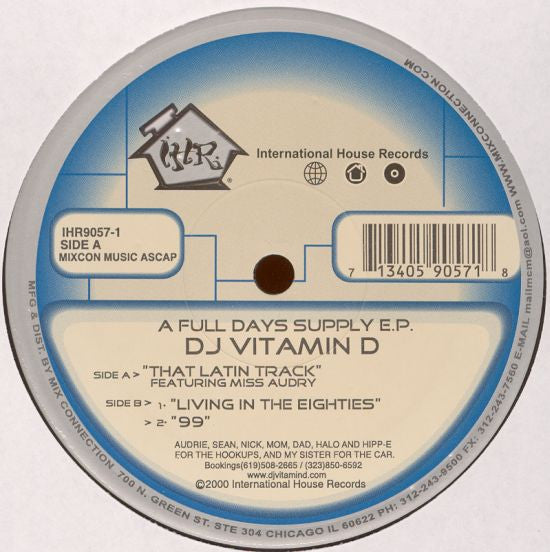 DJ Vitamin D : A Full Days Supply E.P. (12", EP)