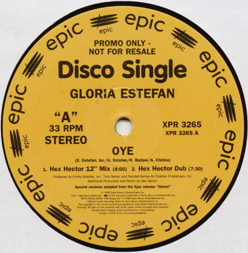Gloria Estefan : Oye (12", Single, Promo)