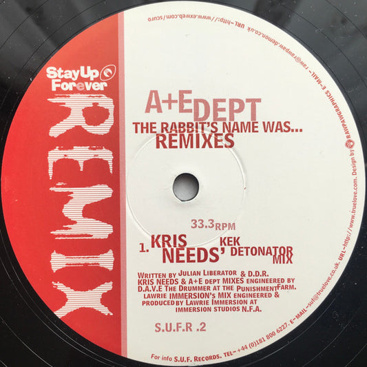 A+E Dept : The Rabbit's Name Was...  Remixes (12")