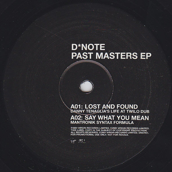 D*Note : Past Masters EP (12", Promo)