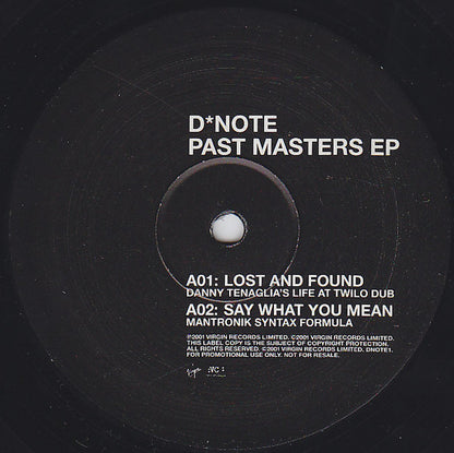 D*Note : Past Masters EP (12", Promo)