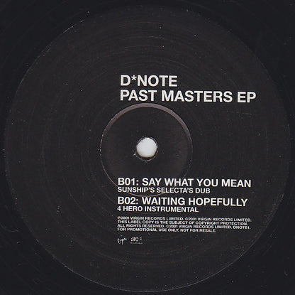 D*Note : Past Masters EP (12", Promo)