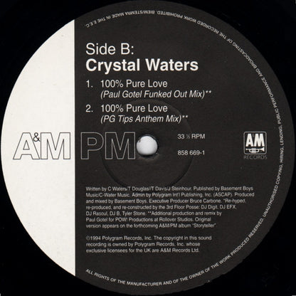 Crystal Waters : 100% Pure Love (12", Single)