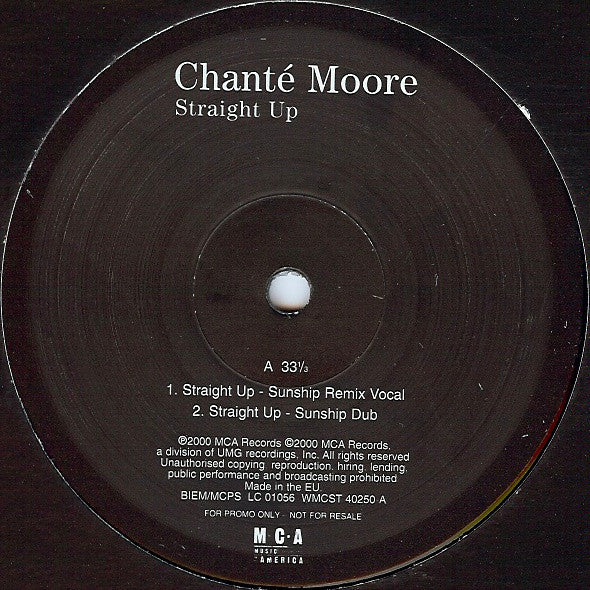 Chanté Moore : Straight Up (12", Single, Promo)